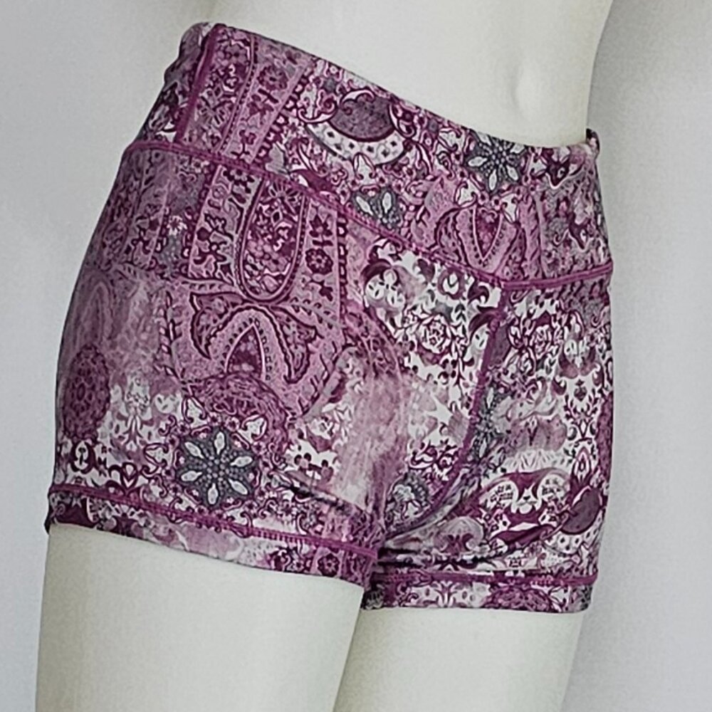 Boho Mauve Athletic Shorts – High Waist, Stretchy Fit, Yoga & Lounge Ready